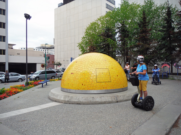 Anchorage Planet Walk display and Karen Duquette